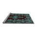 Sideview of Machine Washable Medallion Light Blue Traditional Rug, wshtr1727lblu