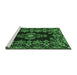 Sideview of Machine Washable Medallion Emerald Green Traditional Area Rugs, wshtr1727emgrn