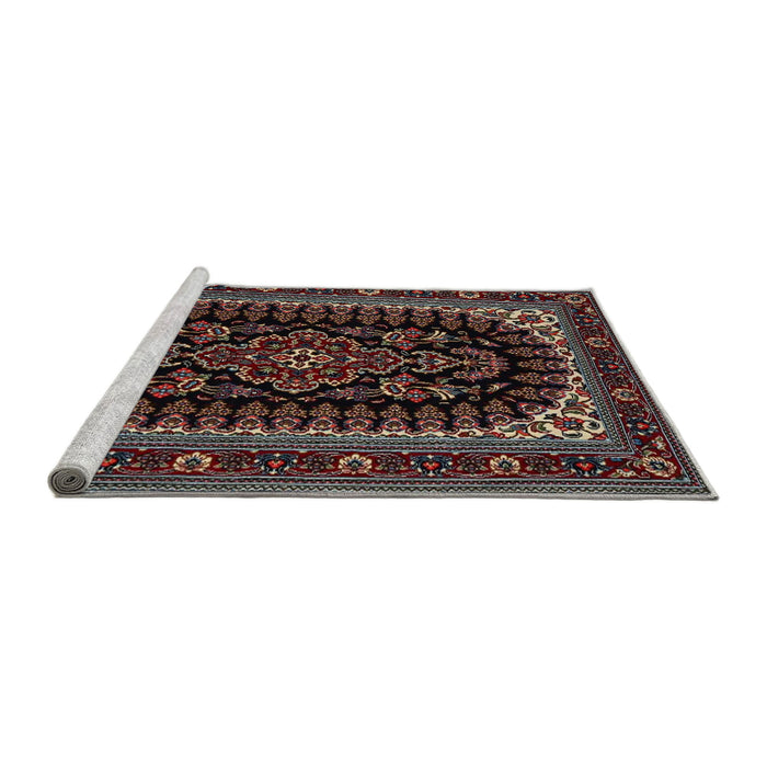 Sideview of Machine Washable Traditional Army Brown Rug, wshtr1728