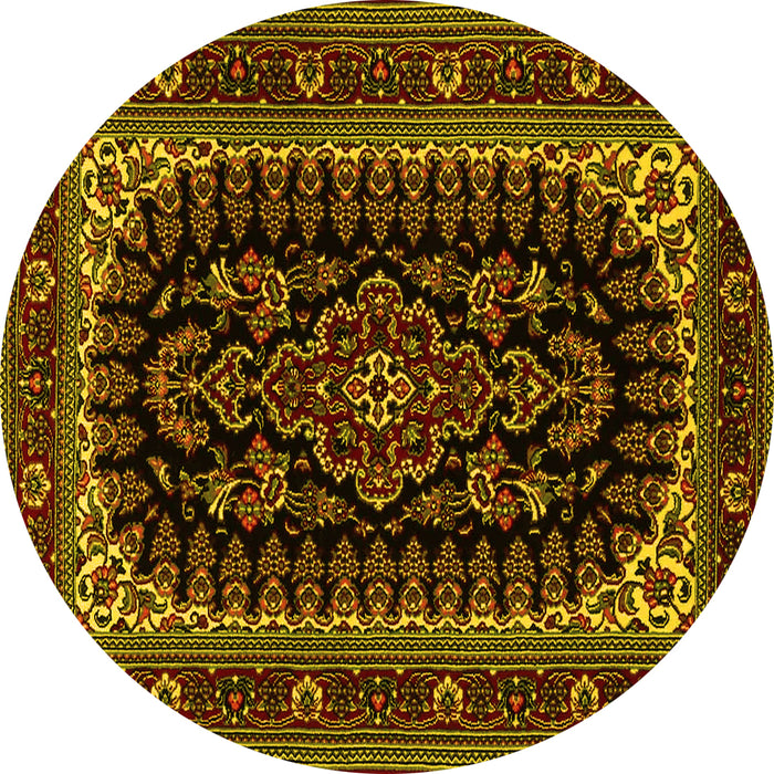 Round Persian Yellow Traditional Rug, tr1728yw