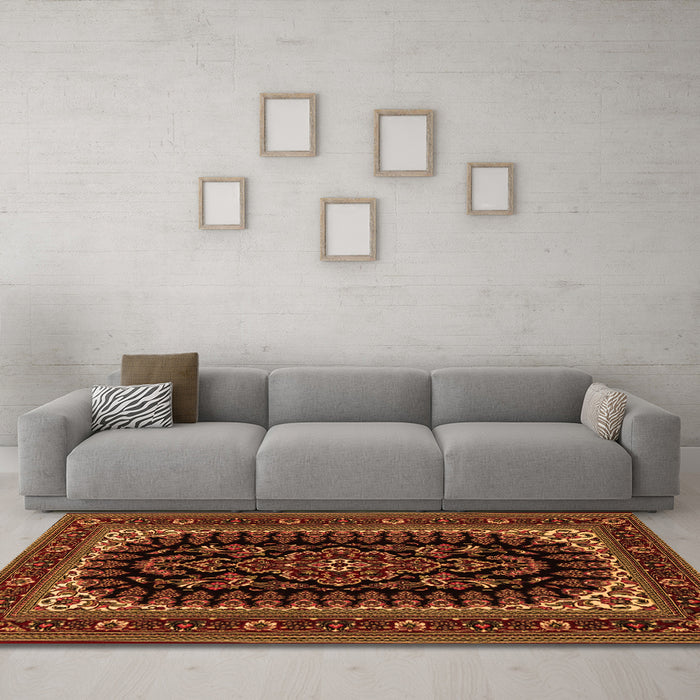 Machine Washable Persian Orange Traditional Area Rugs in a Living Room, wshtr1728org