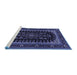 Sideview of Machine Washable Persian Blue Traditional Rug, wshtr1728blu