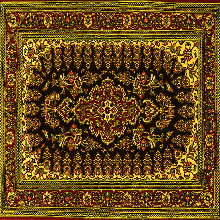 Square Machine Washable Persian Yellow Traditional Rug, wshtr1728yw