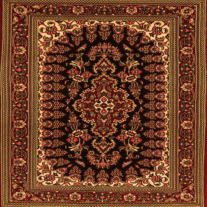 Round Machine Washable Persian Orange Traditional Area Rugs, wshtr1728org