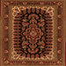 Round Machine Washable Persian Orange Traditional Area Rugs, wshtr1728org