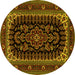 Round Machine Washable Persian Yellow Traditional Rug, wshtr1728yw