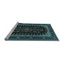 Sideview of Machine Washable Persian Light Blue Traditional Rug, wshtr1728lblu