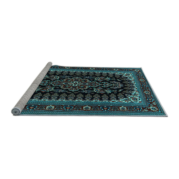 Sideview of Machine Washable Persian Light Blue Traditional Rug, wshtr1728lblu
