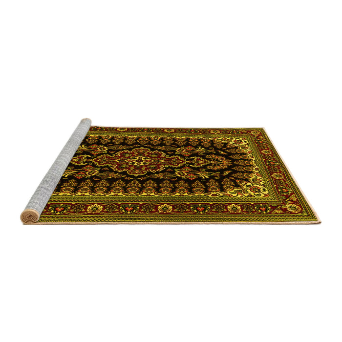 Sideview of Machine Washable Persian Yellow Traditional Rug, wshtr1728yw