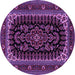 Round Machine Washable Persian Purple Traditional Area Rugs, wshtr1728pur