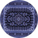 Round Machine Washable Persian Blue Traditional Rug, wshtr1728blu