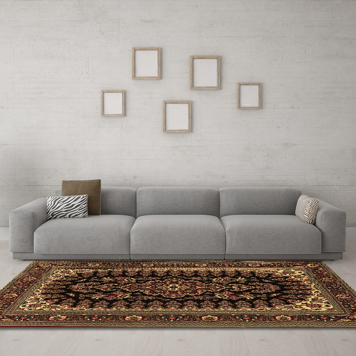 Machine Washable Persian Brown Traditional Rug in a Living Room,, wshtr1728brn