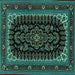 Square Machine Washable Persian Turquoise Traditional Area Rugs, wshtr1728turq