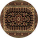 Round Persian Brown Traditional Rug, tr1728brn