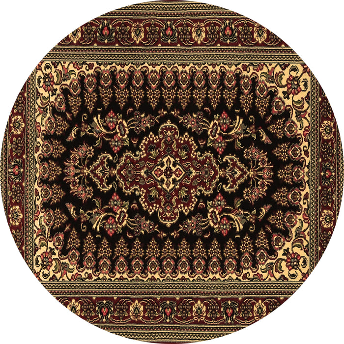 Round Machine Washable Persian Brown Traditional Rug, wshtr1728brn