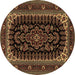 Round Machine Washable Persian Brown Traditional Rug, wshtr1728brn