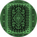 Round Persian Emerald Green Traditional Rug, tr1728emgrn
