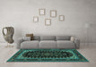 Machine Washable Persian Turquoise Traditional Area Rugs in a Living Room,, wshtr1728turq