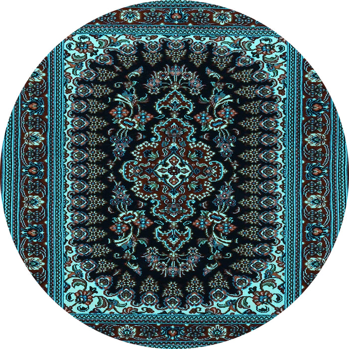 Round Machine Washable Persian Light Blue Traditional Rug, wshtr1728lblu