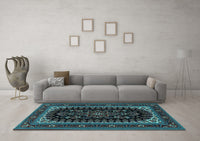 Machine Washable Persian Light Blue Traditional Rug, wshtr1728lblu