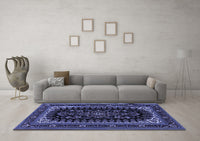 Machine Washable Persian Blue Traditional Rug, wshtr1728blu