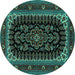 Round Machine Washable Persian Turquoise Traditional Area Rugs, wshtr1728turq