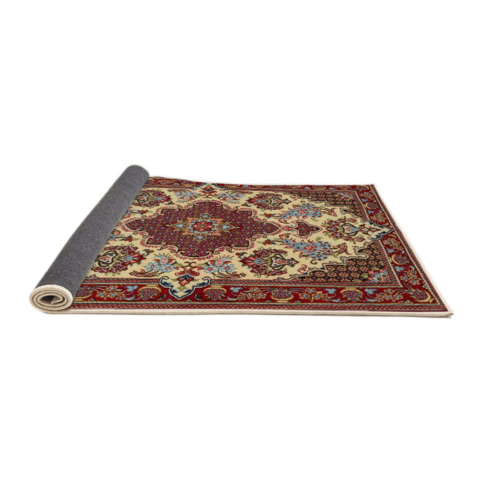 Sideview of Traditional Saffron Red Medallion Rug, tr1729