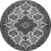 Square Medallion Gray Traditional Rug, tr1729gry