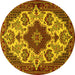 Round Medallion Yellow Traditional Rug, tr1729yw