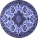 Round Medallion Blue Traditional Rug, tr1729blu