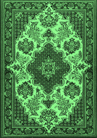 Medallion Emerald Green Traditional Rug, tr1729emgrn