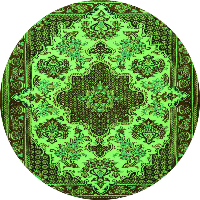 Square Medallion Green Traditional Rug, tr1729grn