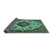 Sideview of Medallion Turquoise Traditional Rug, tr1729turq