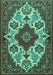 Machine Washable Medallion Turquoise Traditional Area Rugs, wshtr1729turq