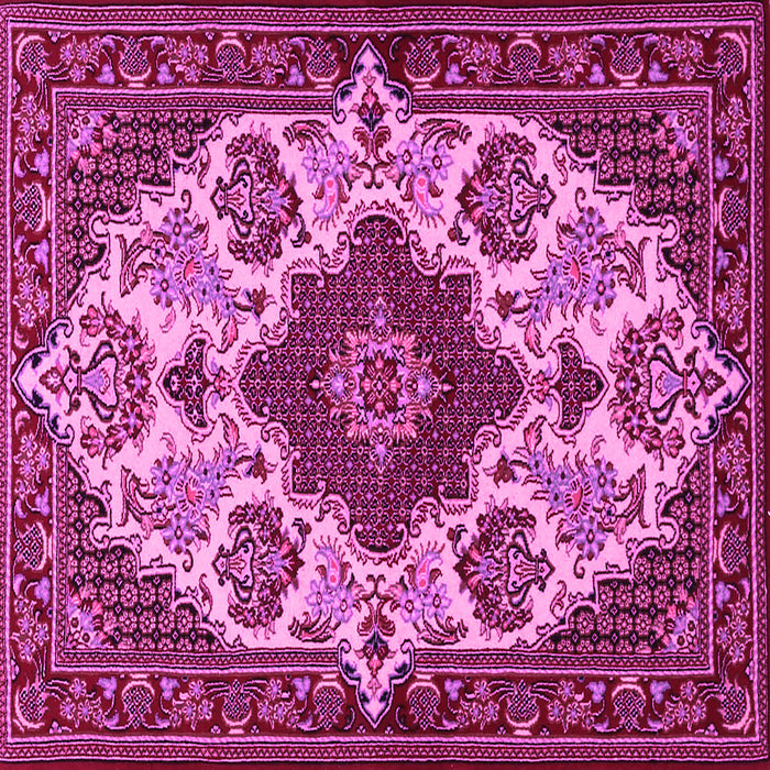 Square Machine Washable Medallion Pink Traditional Rug, wshtr1729pnk
