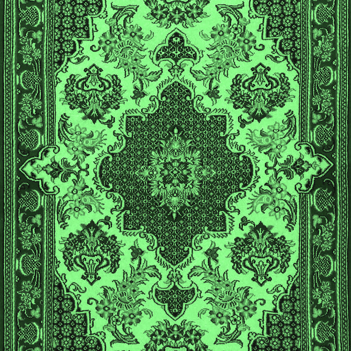 Machine Washable Medallion Emerald Green Traditional Area Rugs, wshtr1729emgrn