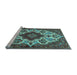 Sideview of Machine Washable Medallion Light Blue Traditional Rug, wshtr1729lblu