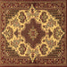 Square Machine Washable Medallion Brown Traditional Rug, wshtr1729brn