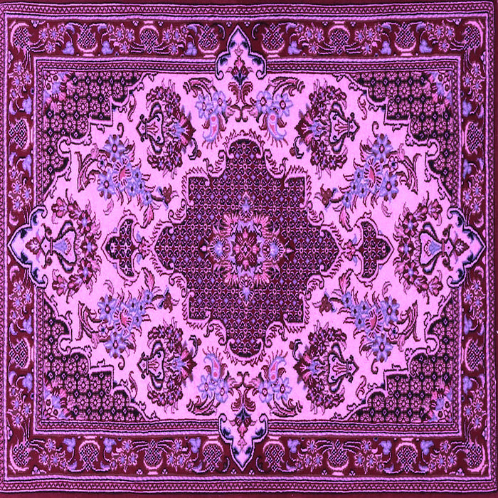 Square Machine Washable Medallion Purple Traditional Area Rugs, wshtr1729pur