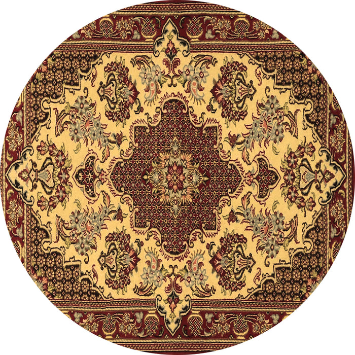 Round Medallion Brown Traditional Rug, tr1729brn