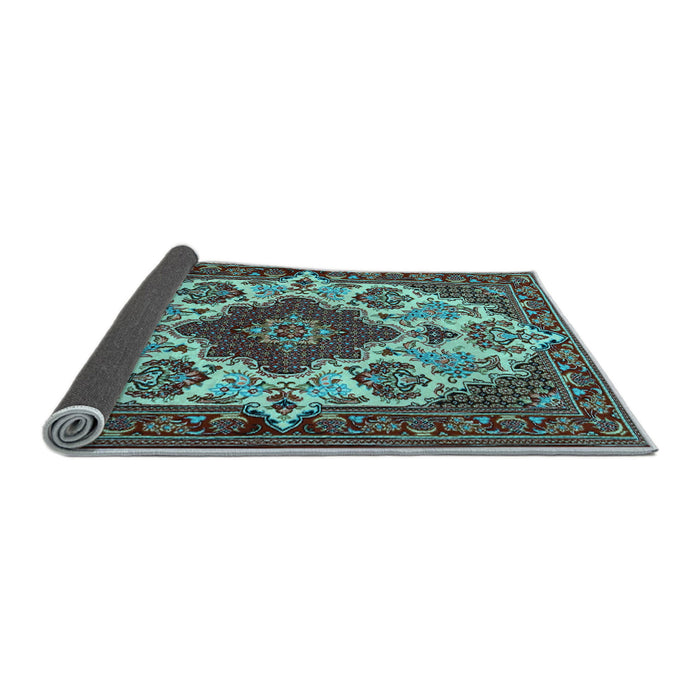 Sideview of Medallion Light Blue Traditional Rug, tr1729lblu
