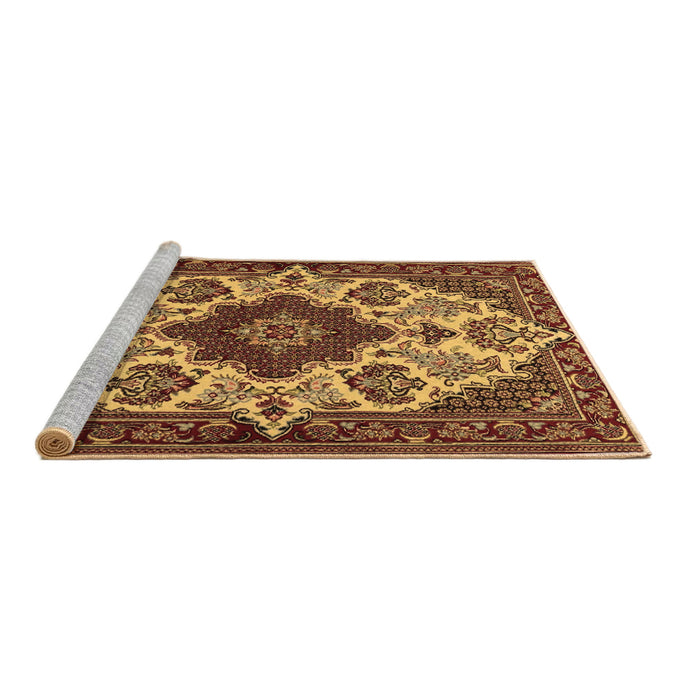 Sideview of Machine Washable Medallion Brown Traditional Rug, wshtr1729brn