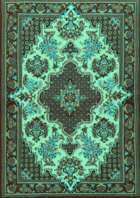 Medallion Turquoise Traditional Rug, tr1729turq