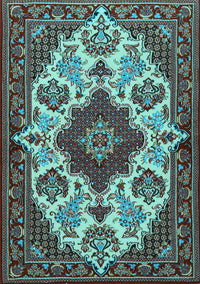 Medallion Light Blue Traditional Rug, tr1729lblu