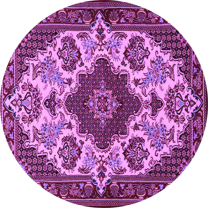 Round Medallion Purple Traditional Rug, tr1729pur
