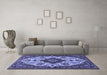 Machine Washable Medallion Blue Traditional Rug in a Living Room, wshtr1729blu