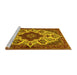 Sideview of Machine Washable Medallion Yellow Traditional Rug, wshtr1729yw