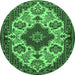 Round Medallion Emerald Green Traditional Rug, tr1729emgrn