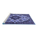 Sideview of Machine Washable Medallion Blue Traditional Rug, wshtr1729blu