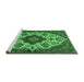 Sideview of Machine Washable Medallion Emerald Green Traditional Area Rugs, wshtr1729emgrn